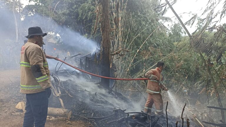Petugas melakukan pemadaman lahan yang terbakar di Kampung Selakaso RT 01/07 Kelurahan/Kecamatan Lembursitu, Kota Sukabumi, pada beberapa waktu lalu. Foto : Humas Damkar Kota Sukabumi for HALOSMI.