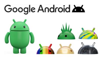 Logo Android baru dan maskot Bugdroid 3D. Foto: Google.