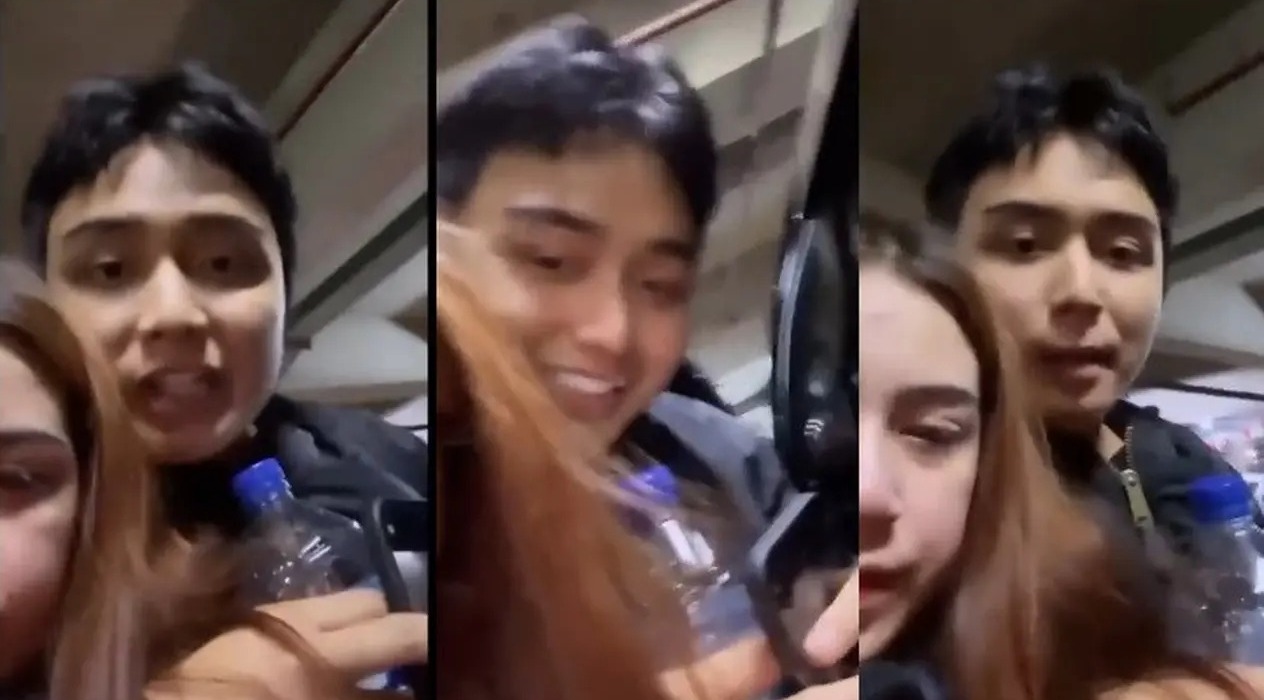 Viral Video diduga Leon Dozan menganiaya kekasihnya, Rinoa Aurora Senduk. Foto: Tangkapan layar media sosial.