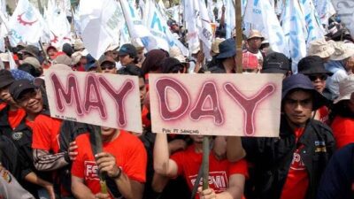 Ilustrasi unjuk rasa dalam rangka memperingati Hari Buruh atau Mayday. Foto: Istimewa.