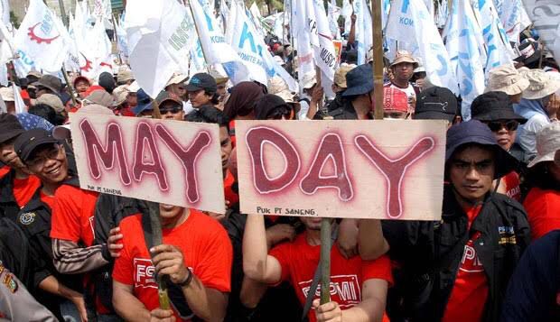 Ilustrasi unjuk rasa dalam rangka memperingati Hari Buruh atau Mayday. Foto: Istimewa.