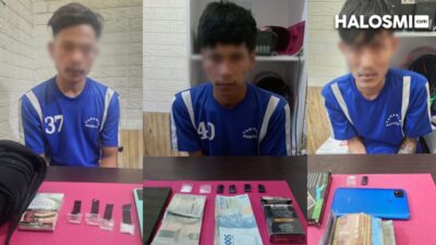 Tiga terduga pelaku pengedar narkoba jenis Sabu diciduk di lokasi berbeda di wilayah hukum Polres Sukabumi Kota. Foto: Humas Polres Sukabumi Kota for HALOSMI.